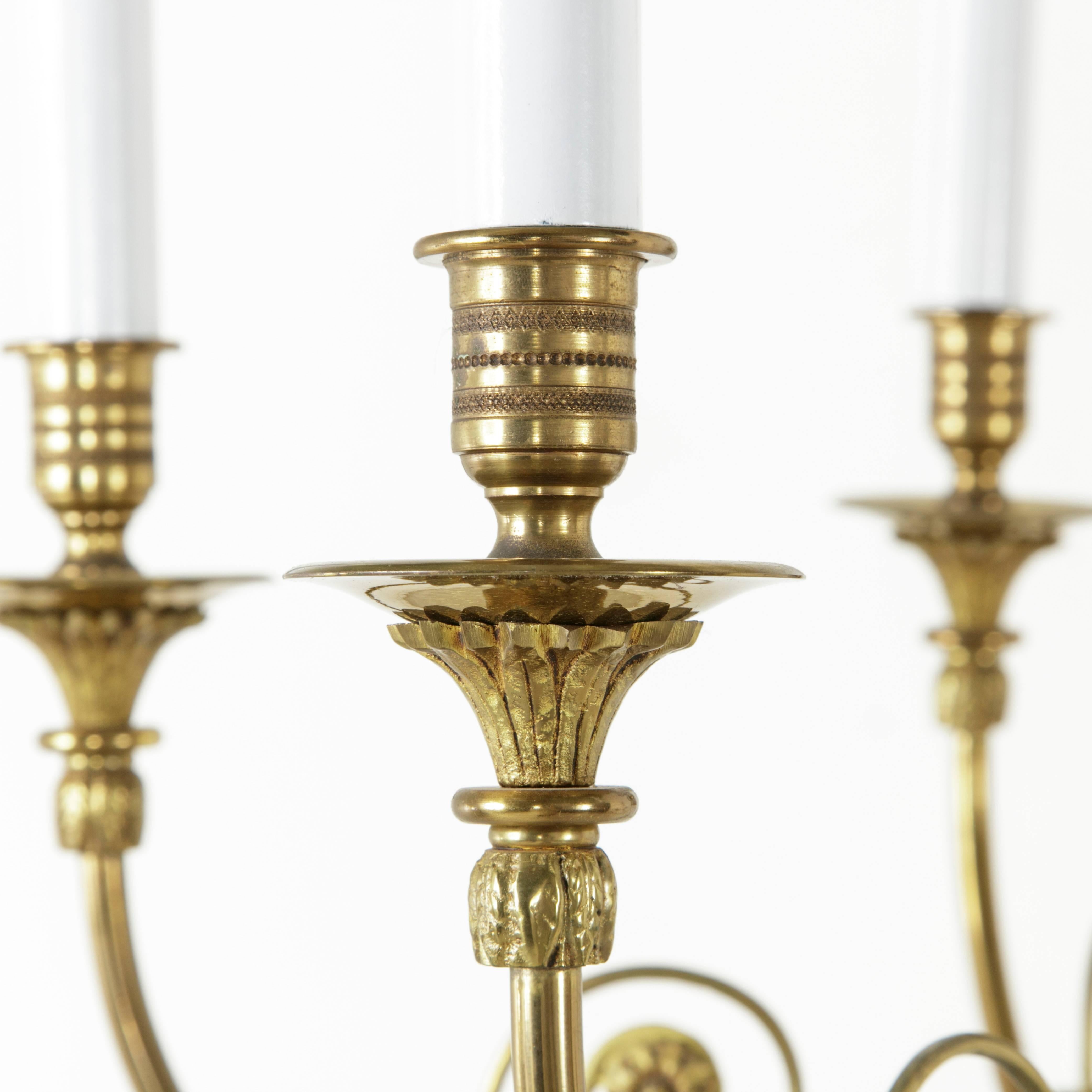 French Directoire Style Bronze Chandelier with Arrow Motif and Six Lights 4