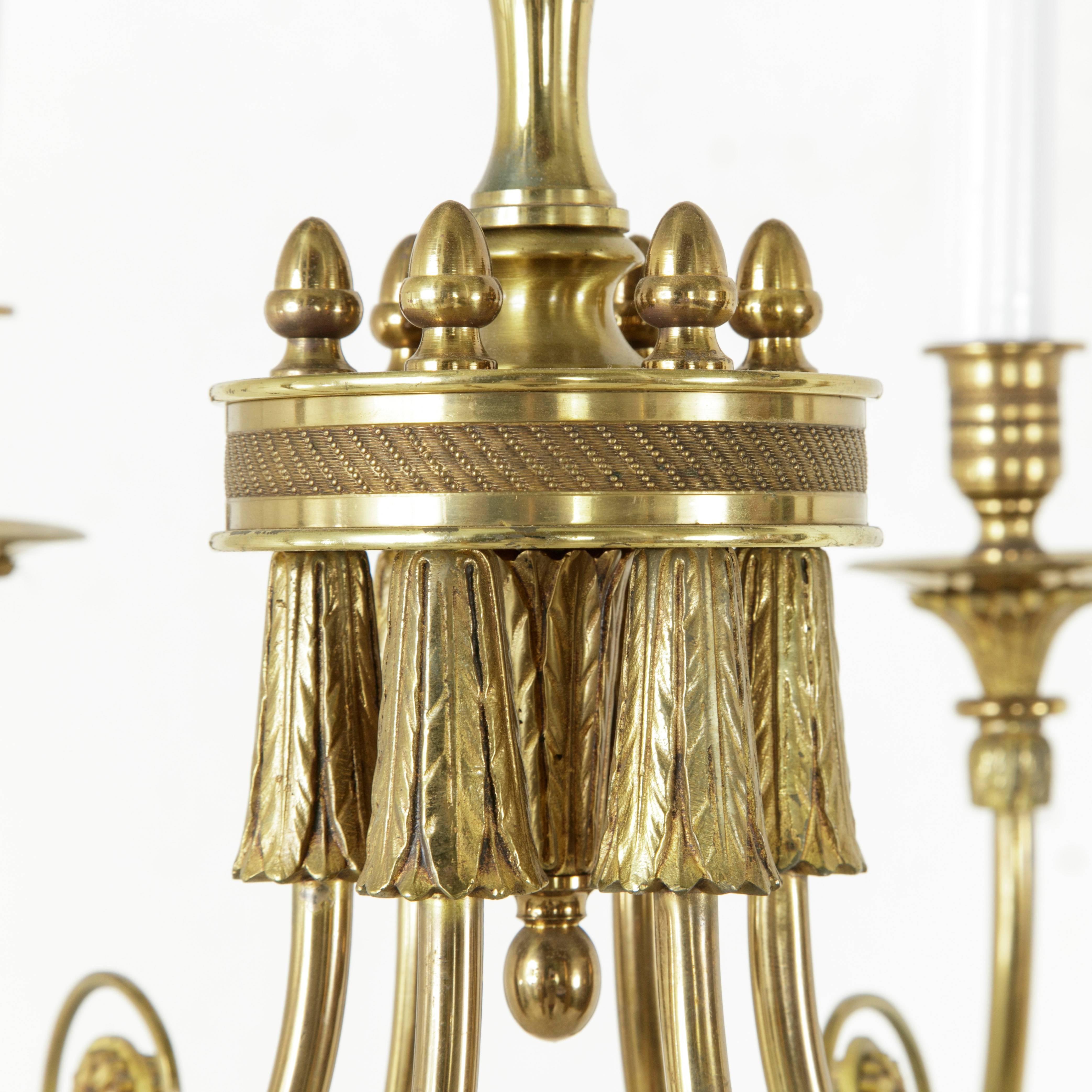 French Directoire Style Bronze Chandelier with Arrow Motif and Six Lights 5