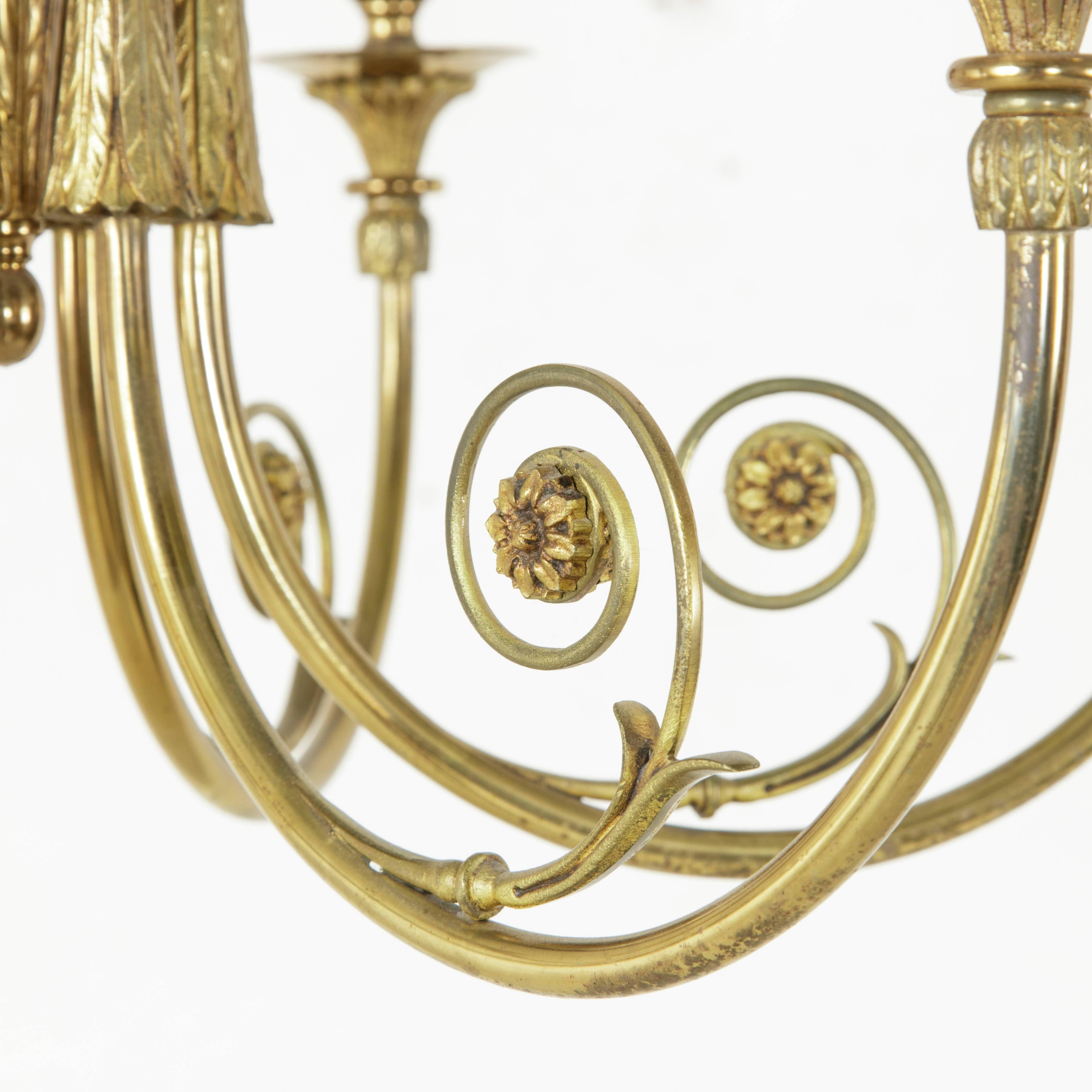 French Directoire Style Bronze Chandelier with Arrow Motif and Six Lights 3