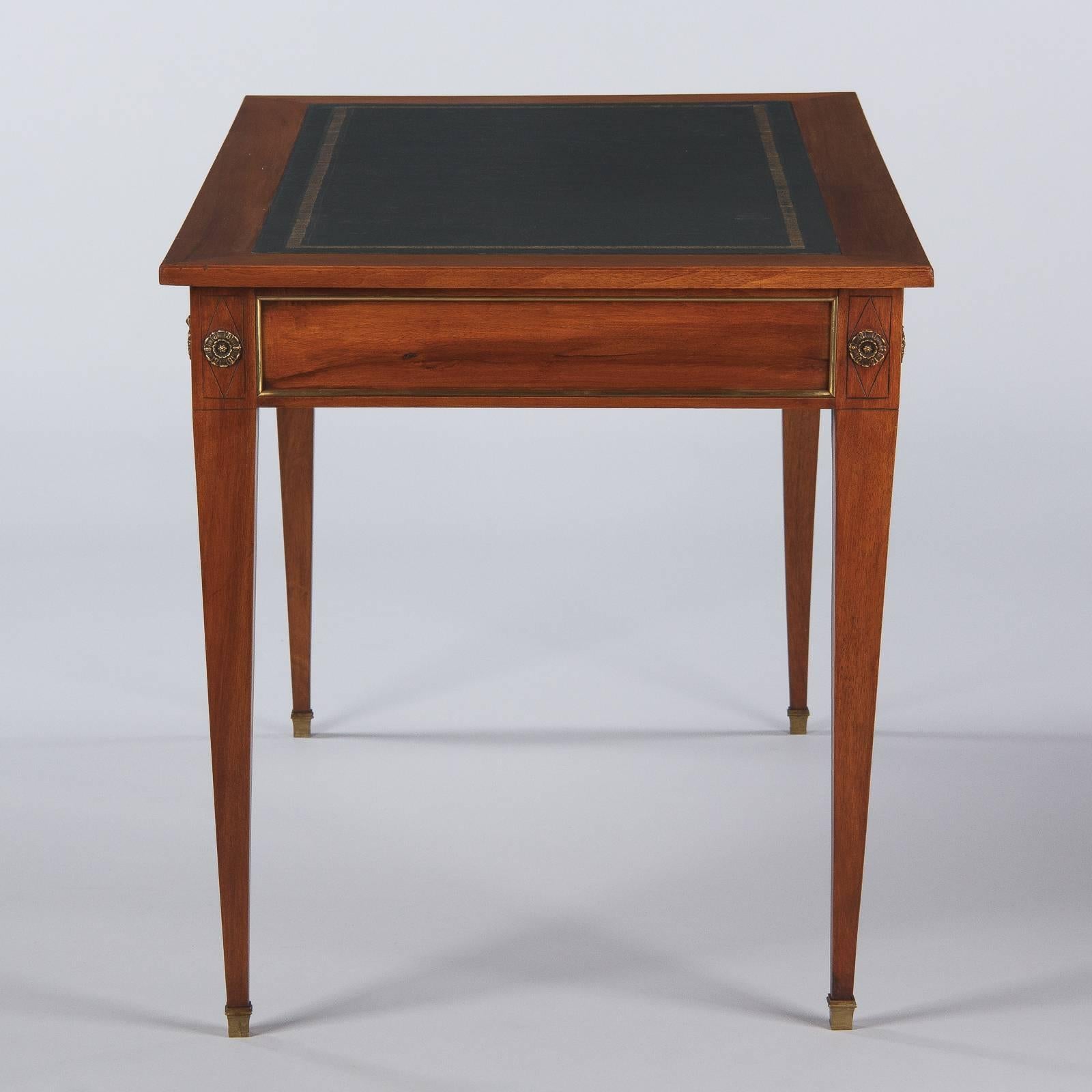 French Directoire Style Cherrywood Desk with Leather Top, Early 1900s 6