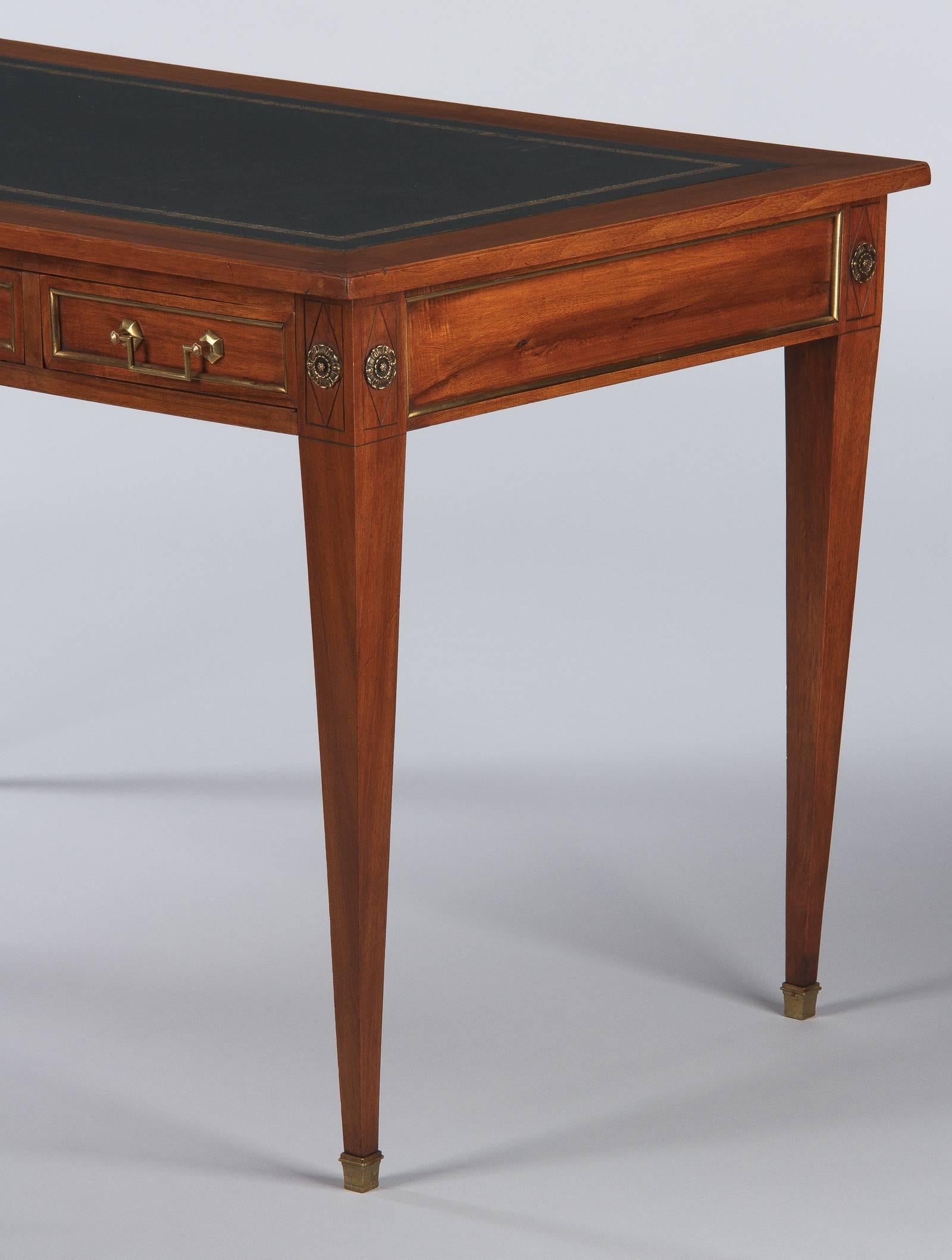 French Directoire Style Cherrywood Desk with Leather Top, Early 1900s 9