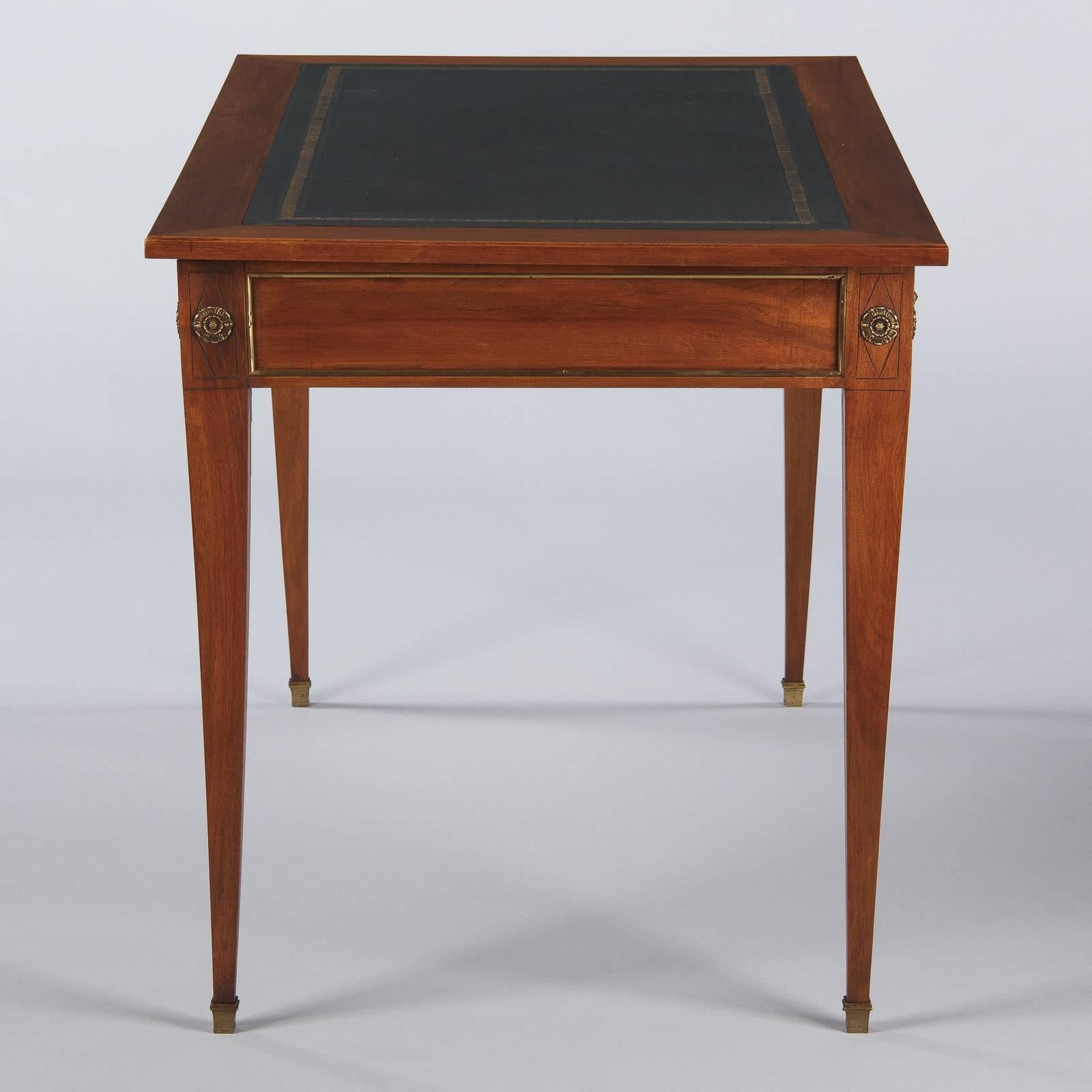 French Directoire Style Cherrywood Desk with Leather Top, Early 1900s 12