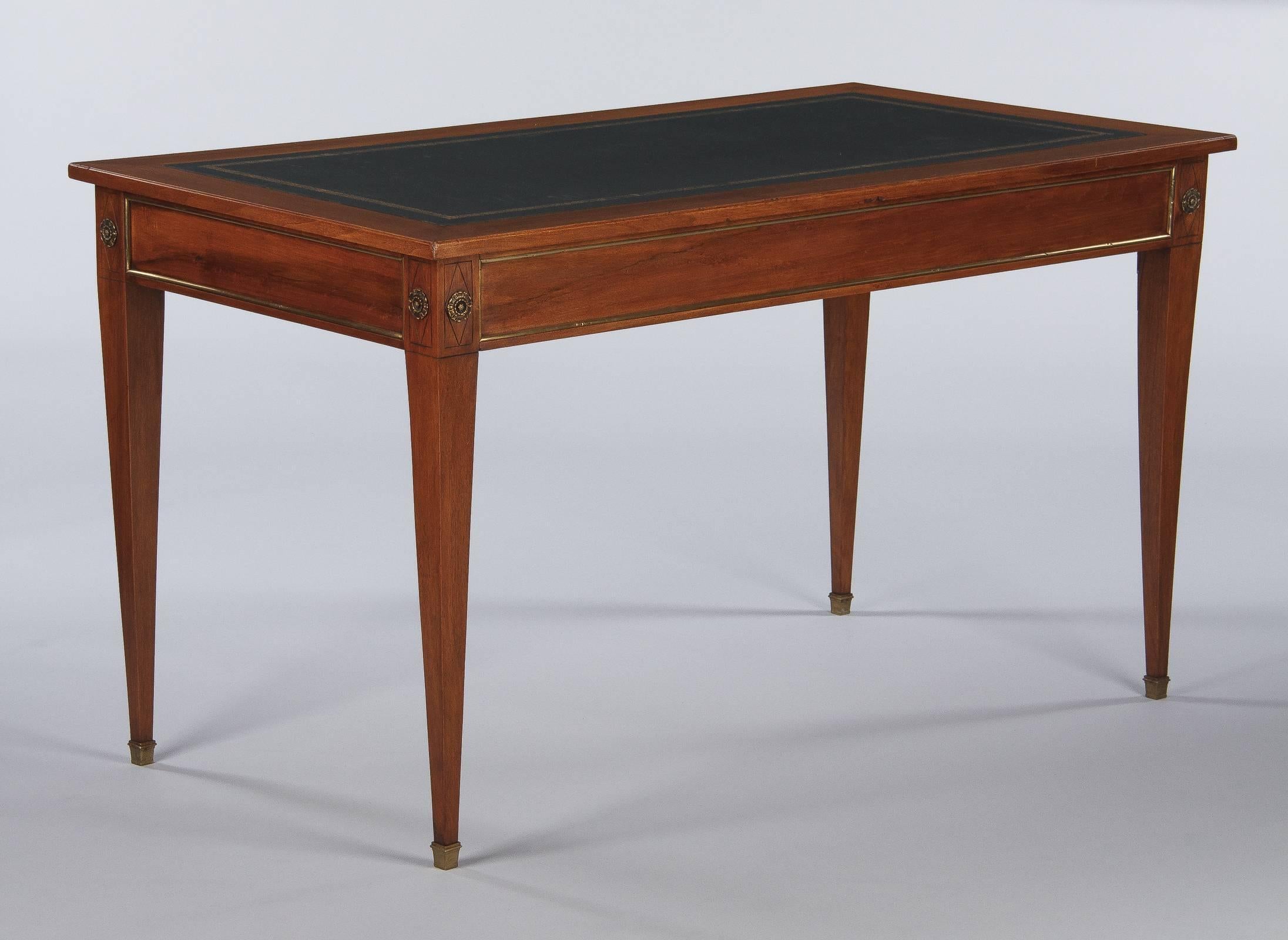 French Directoire Style Cherrywood Desk with Leather Top, Early 1900s 13