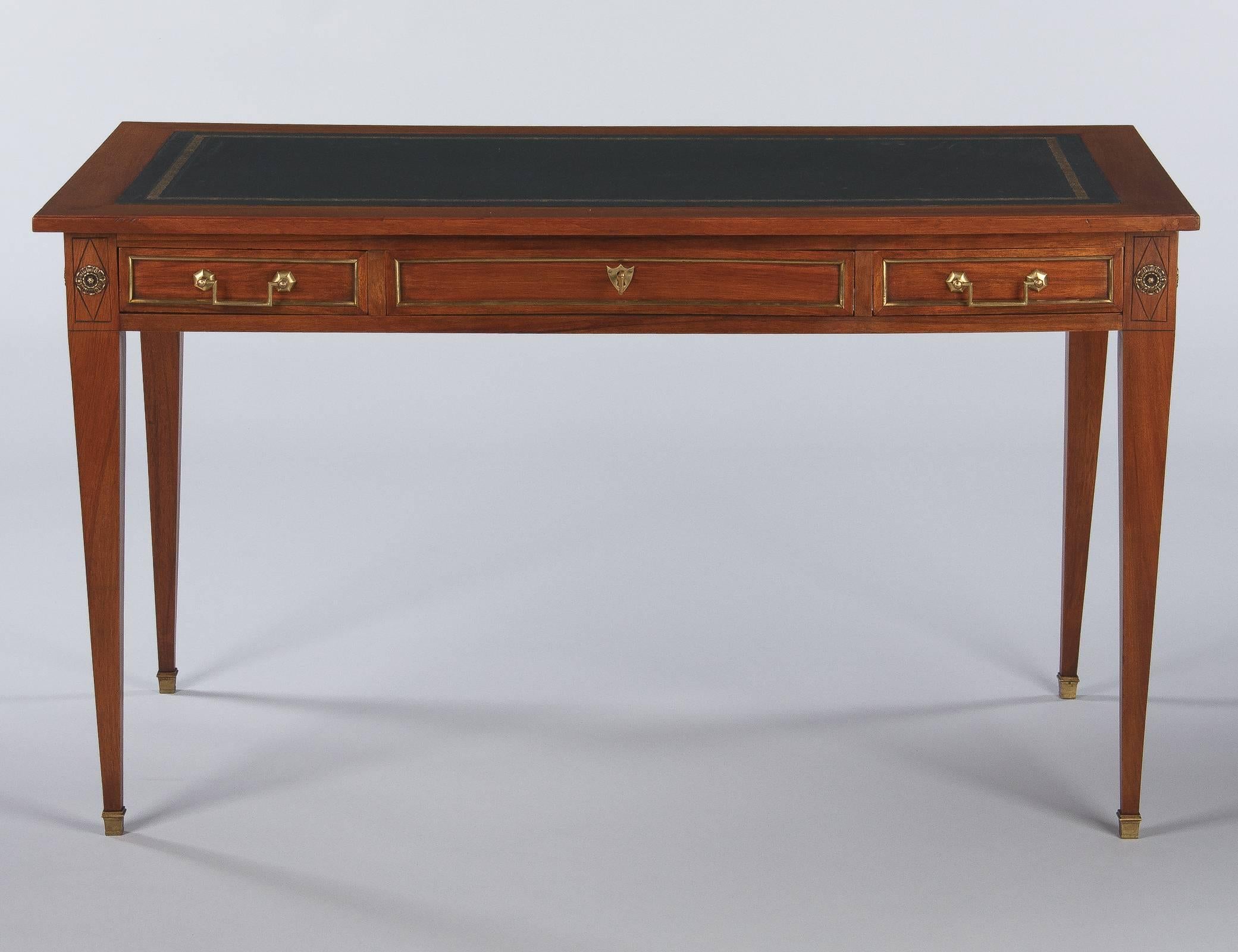 French Directoire Style Cherrywood Desk with Leather Top, Early 1900s 3