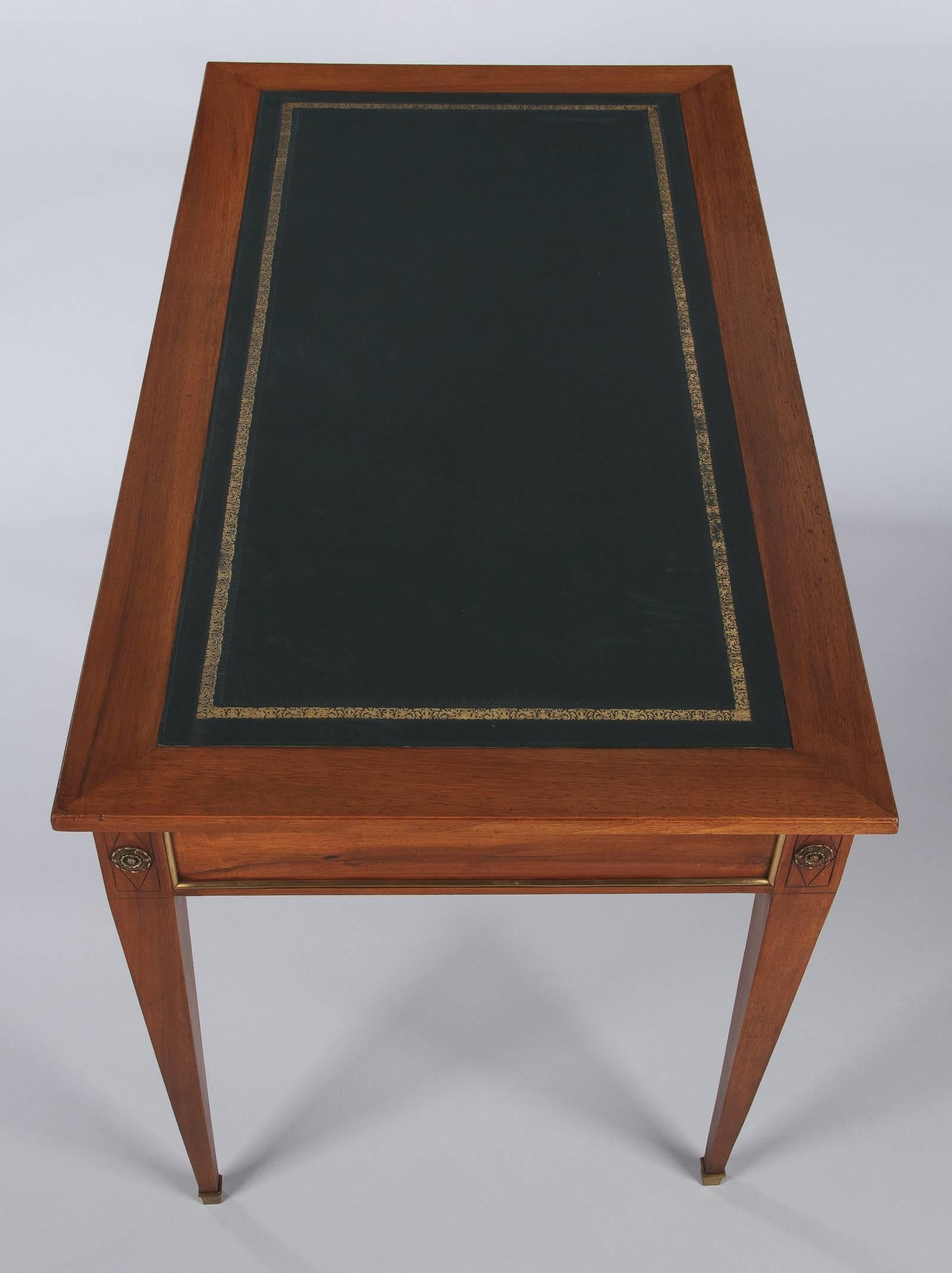 French Directoire Style Cherrywood Desk with Leather Top, Early 1900s 4