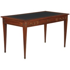 Antique French Directoire Style Cherrywood Desk with Leather Top, Early 1900s