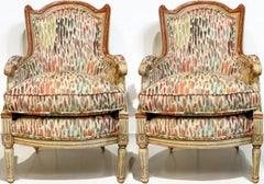 French Directoire Style Children’s Hand Pinted Bergere Chairs - Pair
