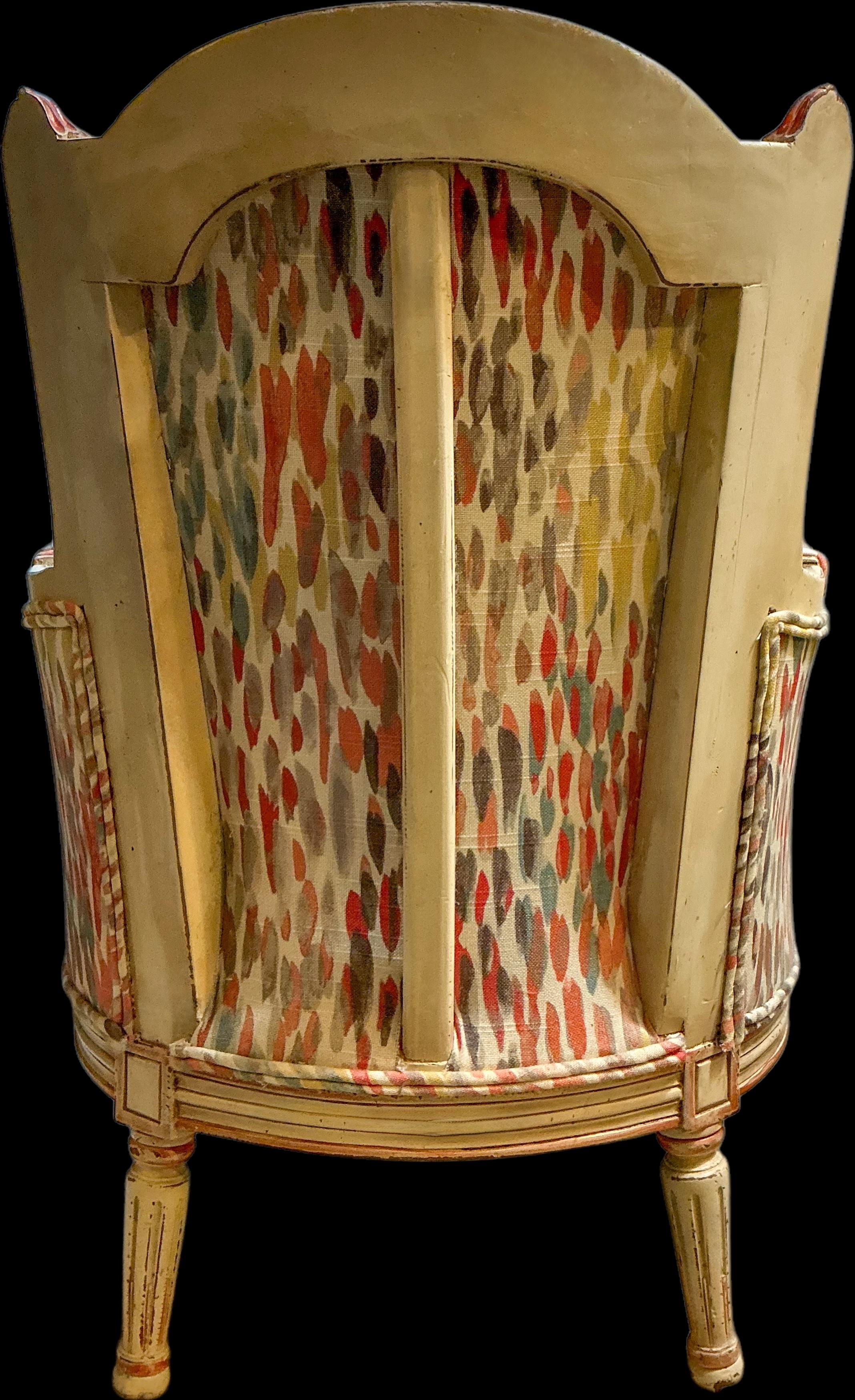 French Directoire Style Children’s Hand Pinted Bergere Chairs - Pair In Good Condition For Sale In Kennesaw, GA