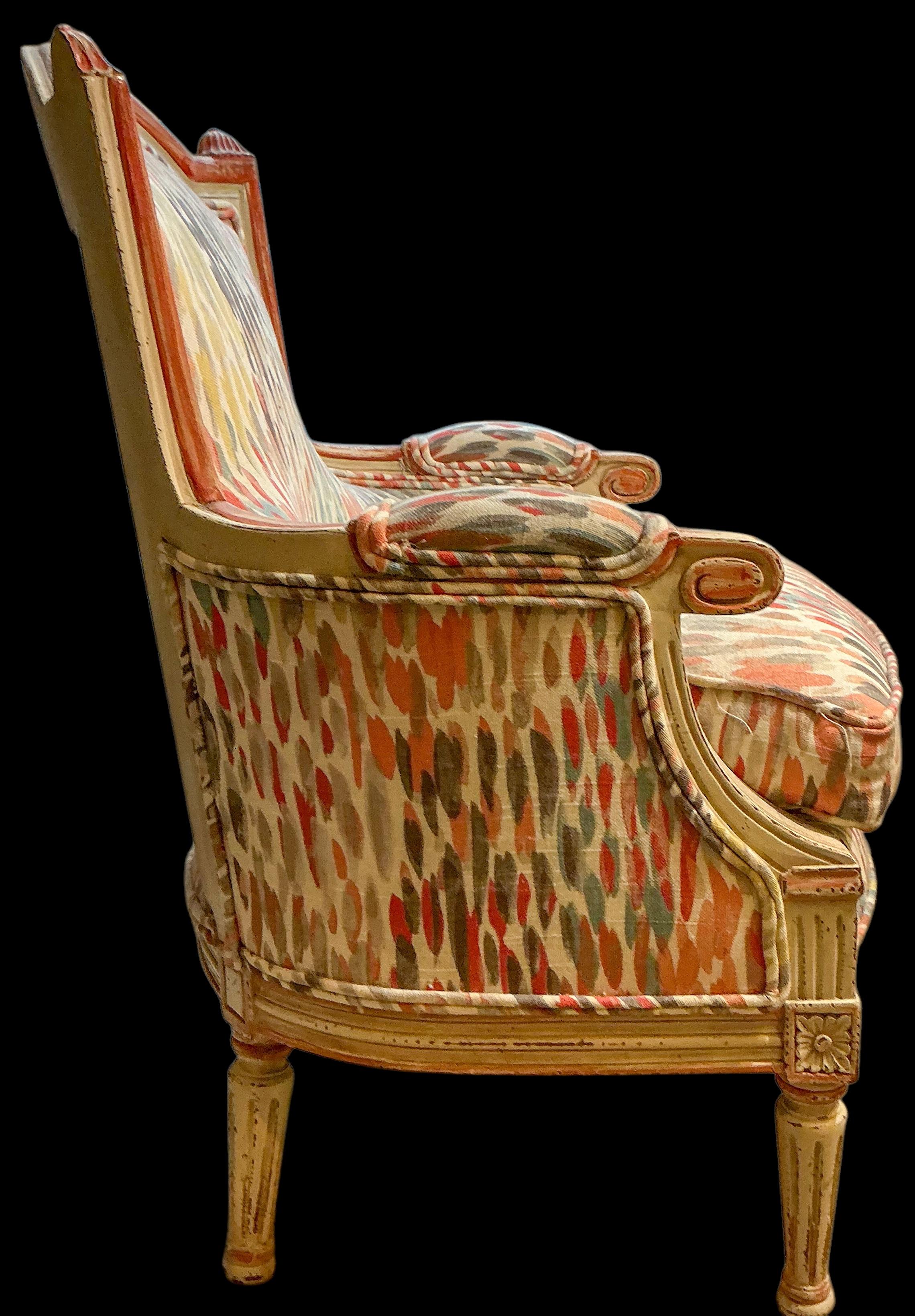 French Directoire Style Children’s Hand Pinted Bergere Chairs - Pair For Sale 2