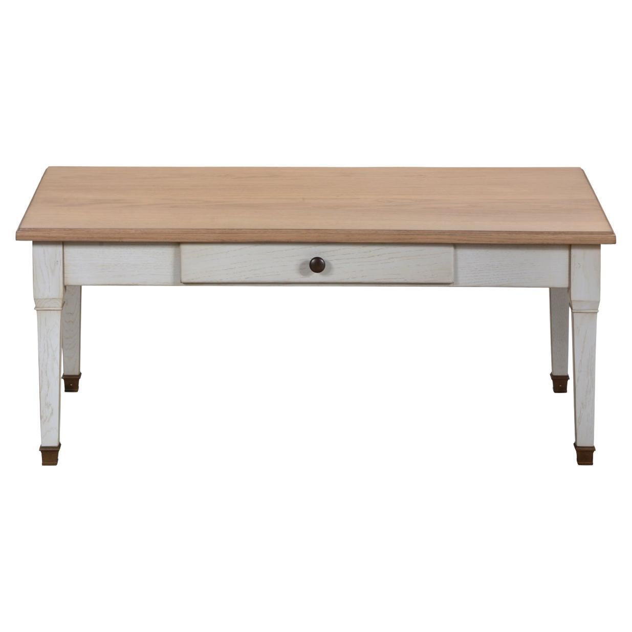 French Directoire Style Coffee Table in solid oak wood