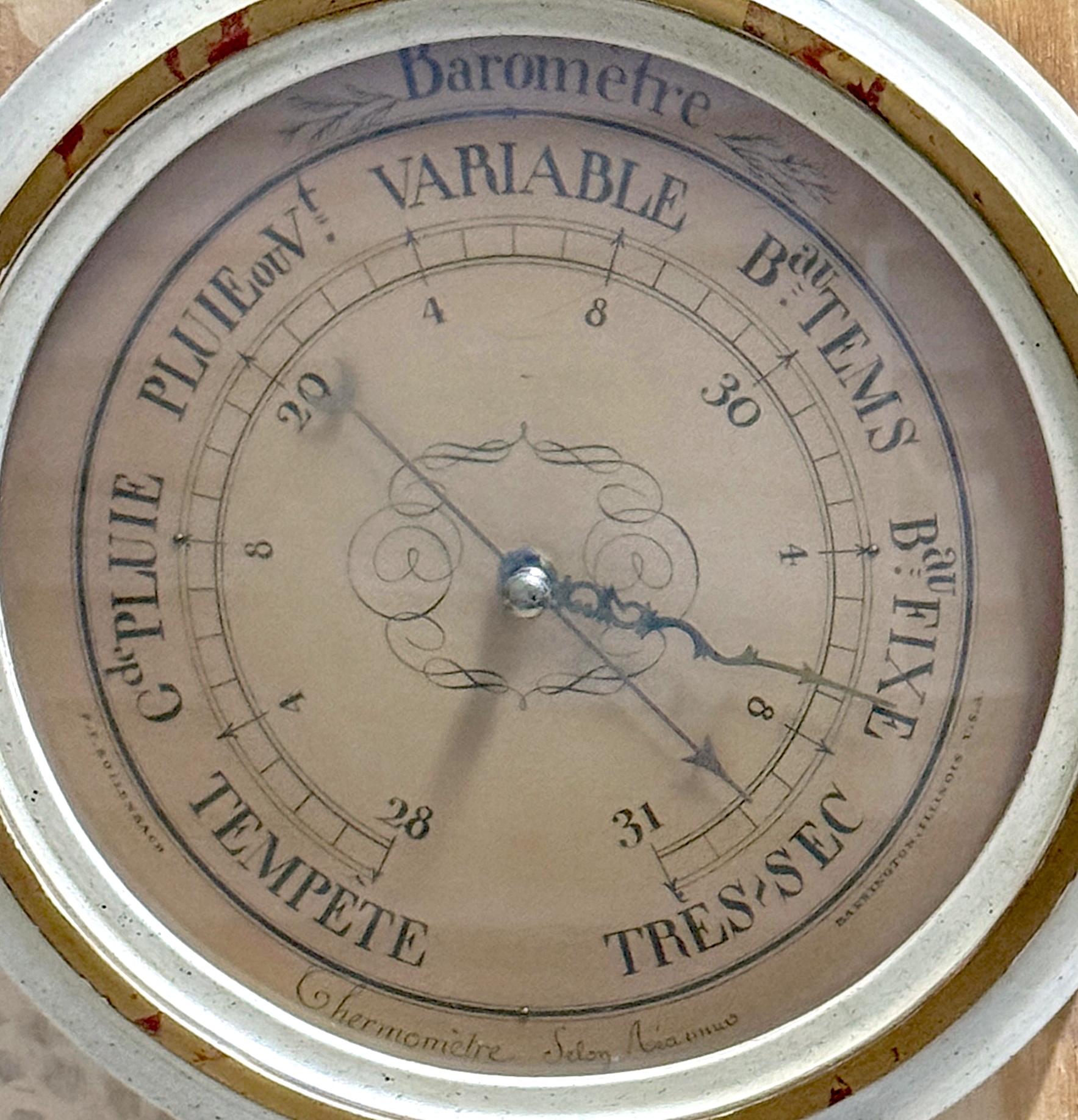 Barómetro Decorativo Estilo Directoire Francés Pintado al Crema Dorado Policromado Vidrio en venta
