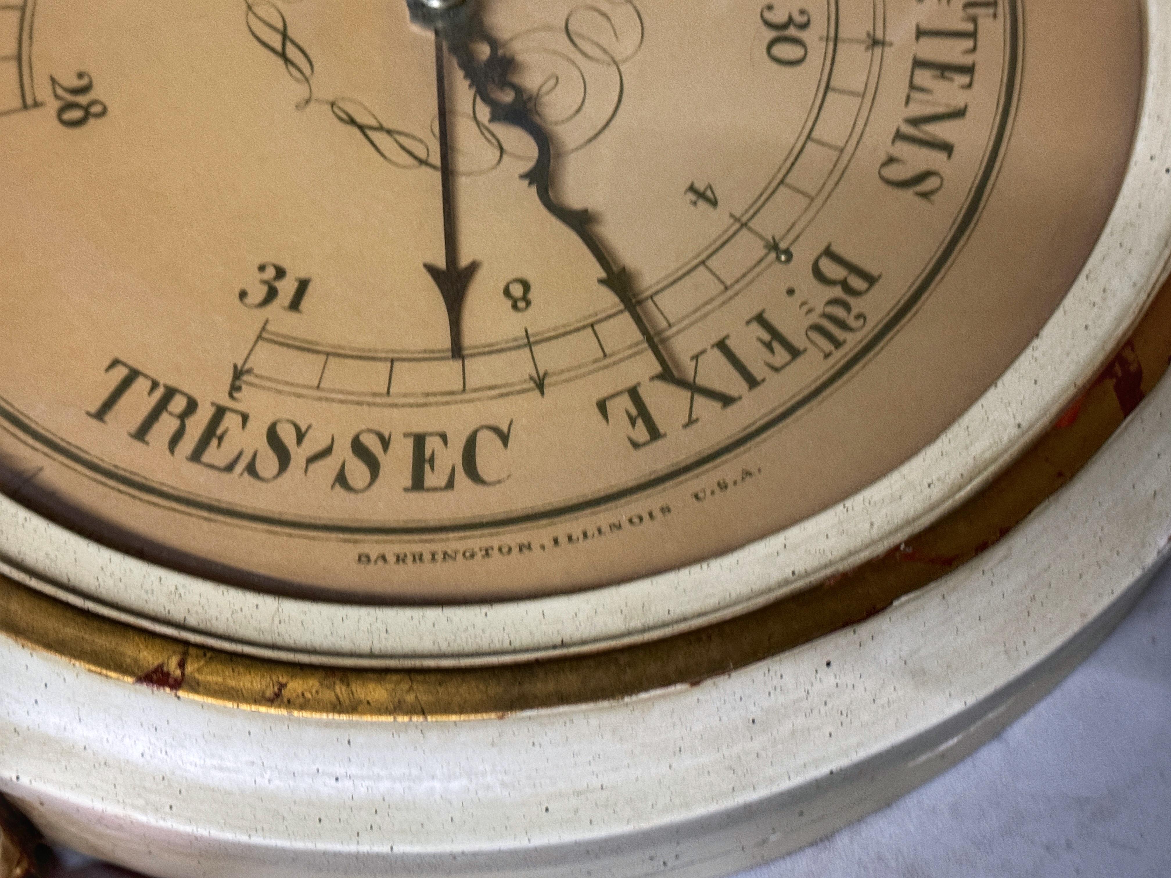 Barómetro Decorativo Estilo Directoire Francés Pintado al Crema Dorado Policromado en venta 1