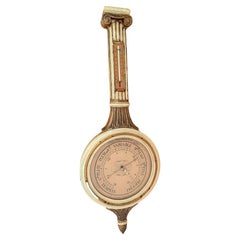 Barómetro Decorativo Estilo Directoire Francés Pintado al Crema Dorado Policromado