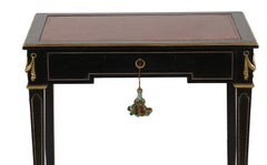 French Directoire Style Ebonized and Bronze Mounted Leather Top Writing Desk