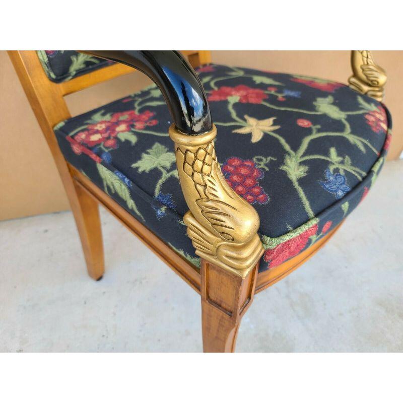 American French Directoire Style Ebonized Carved Dolphins Desk Armchair For Sale