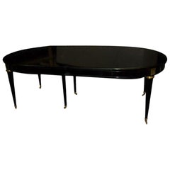 French Directoire-Style Ebonized Dining Table on Castors