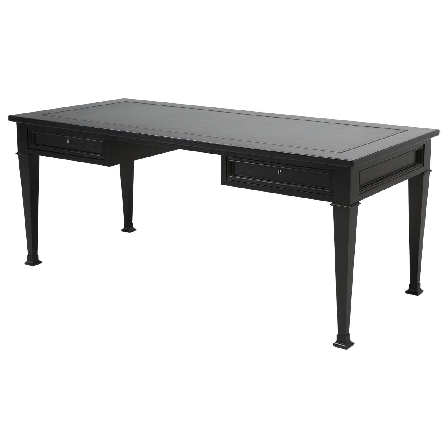 French Directoire Style Ebonized Solid Mahogany Desk in Any Dimension For Sale