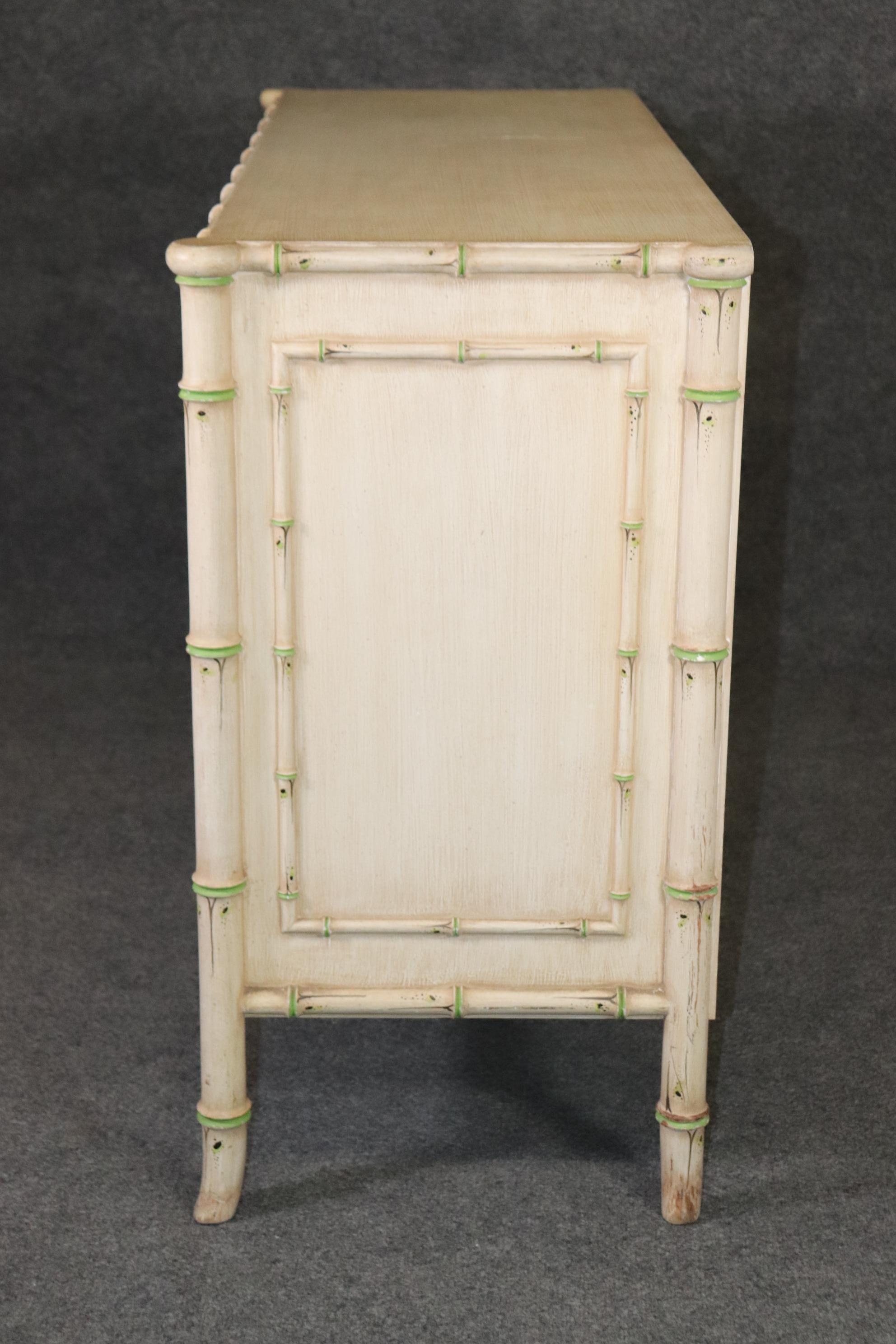 Unknown French Directoire Style Faux Bamboo Painted Dresser Commode circa 1950s