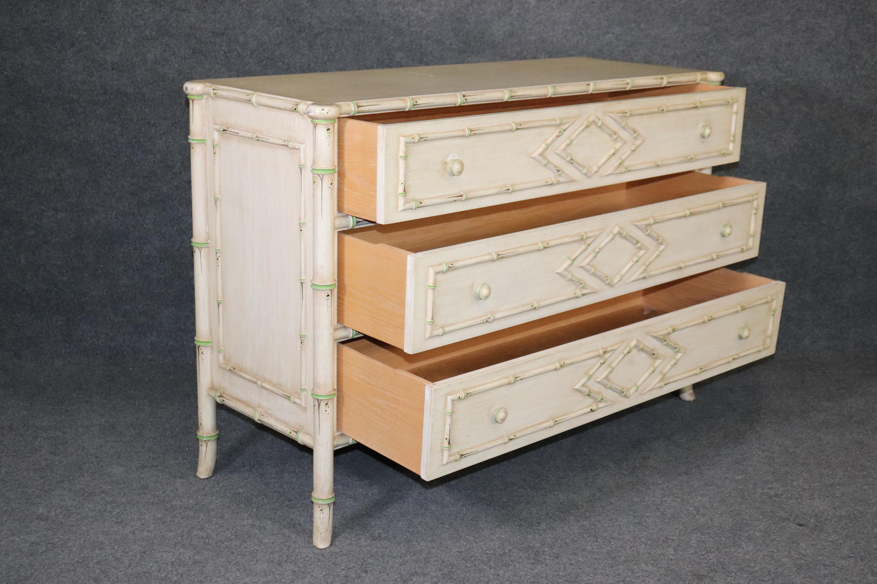 Mid-20th Century French Directoire Style Faux Bamboo Painted Dresser Commode circa 1950s