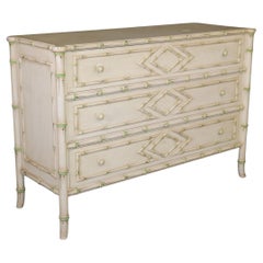 French Directoire Style Faux Bamboo Painted Dresser Commode circa 1950s