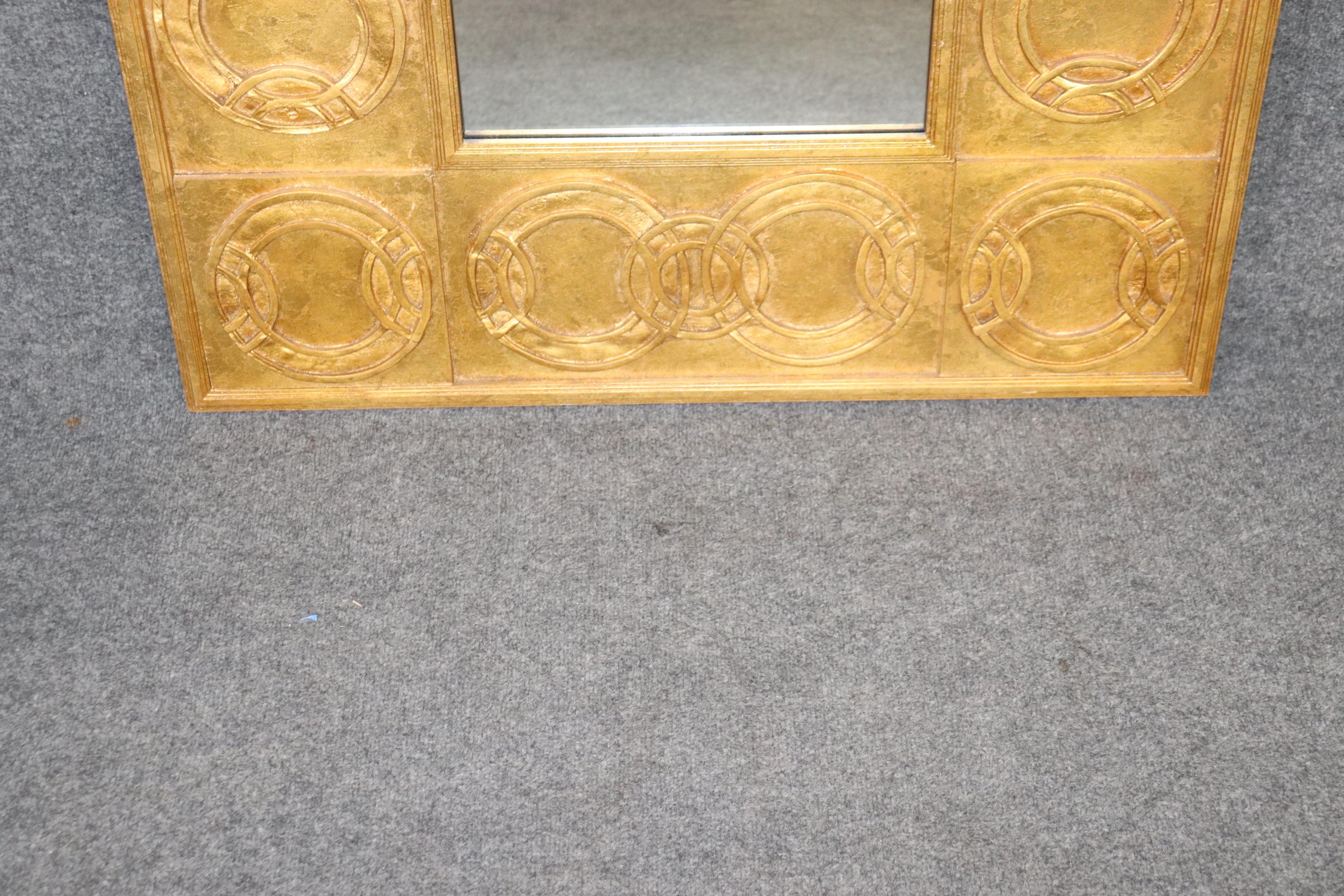 20th Century French Directoire Style Gold Gilt Rectangle Wall Hanging Mirror For Sale