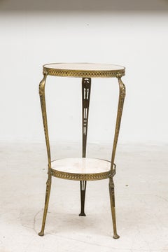 Guéridon / table d'appoint de style Directoire avec plateau rond en marbre
