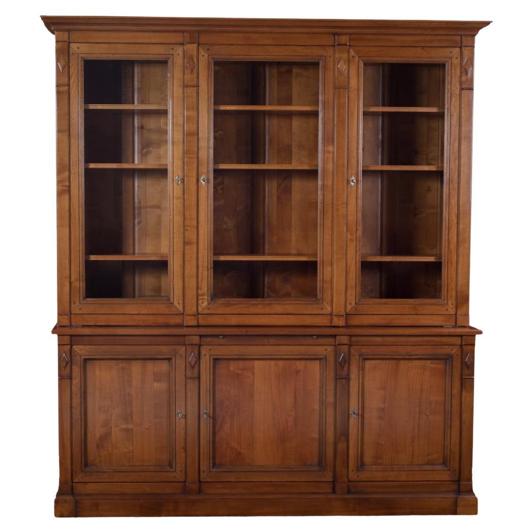 French Directoire Style Library Cabinet in solid Cherry wood, Handcrafted