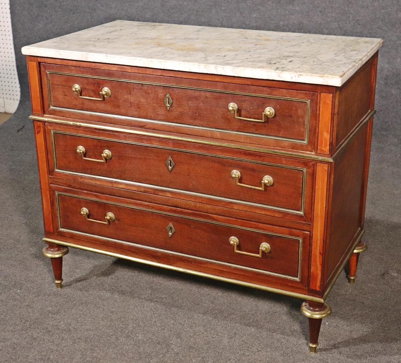 French Directoire Style Louis XVI Marble Top Commode, Circa 1920 3
