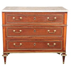 French Directoire Style Louis XVI Marble Top Commode, Circa 1920