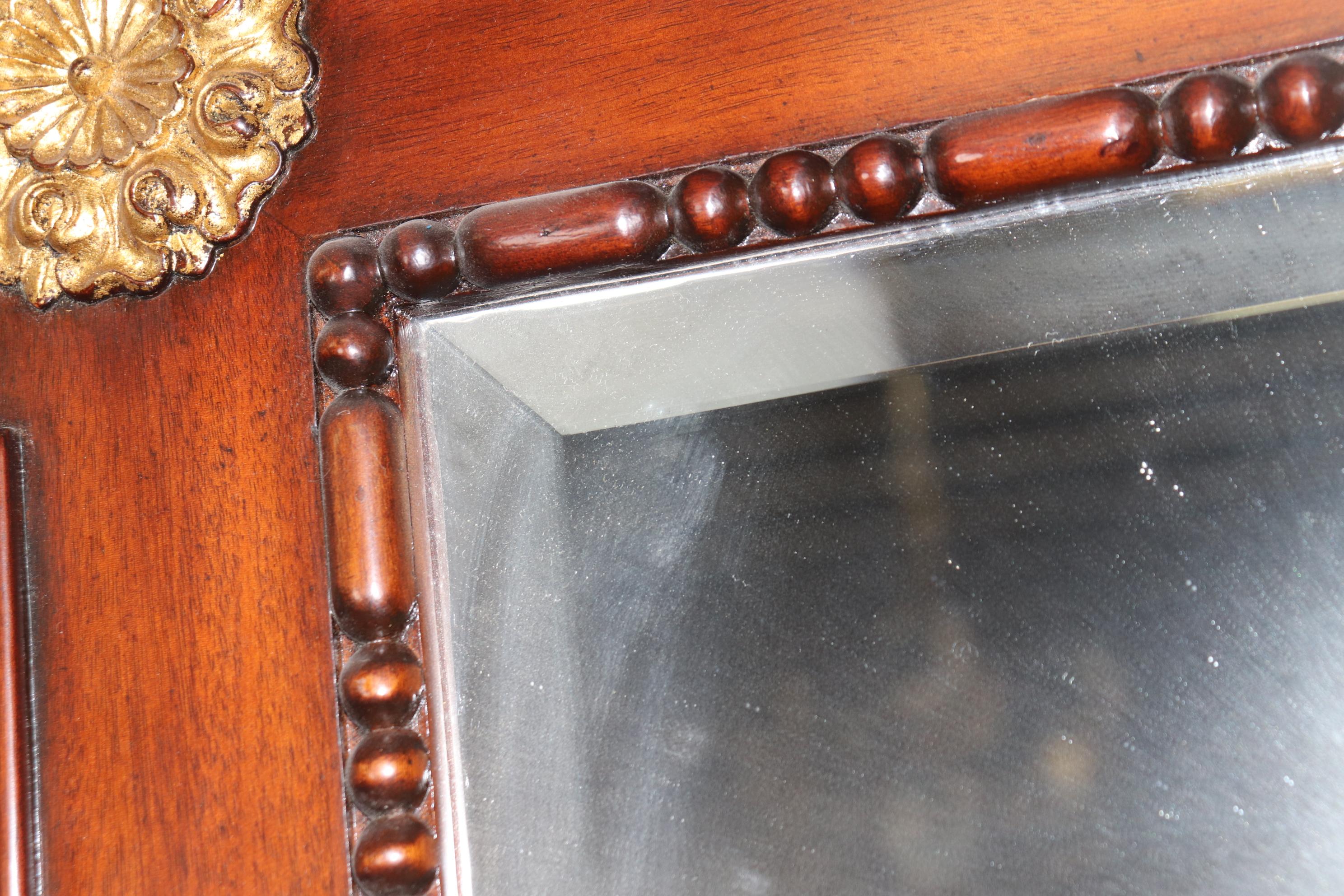 American French Directoire Style Mahogany and gold detailed Rectangular Mirror