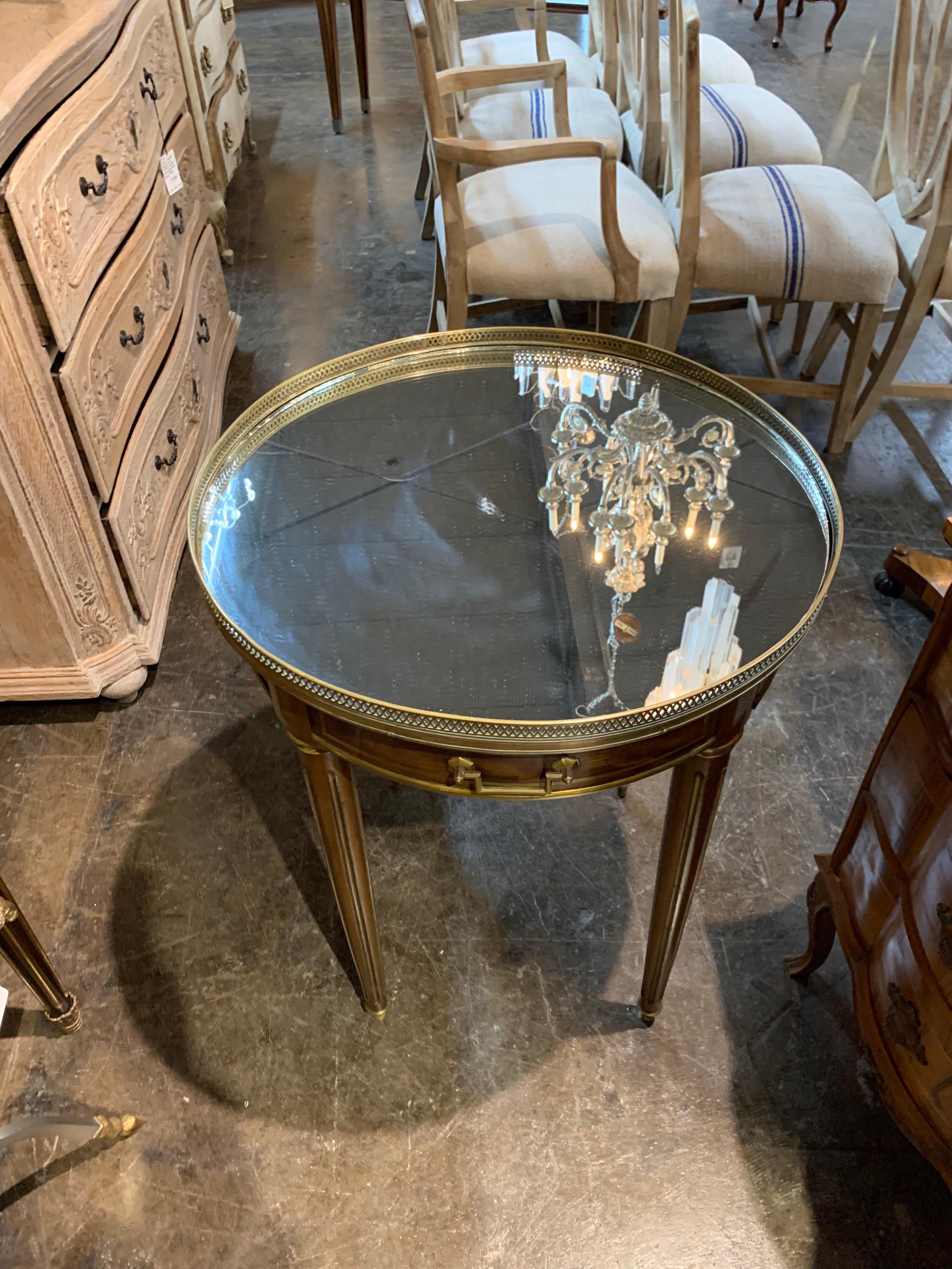 French Directoire Style Mahogany Bouliotte Table with Mirrored Top In Good Condition In Dallas, TX