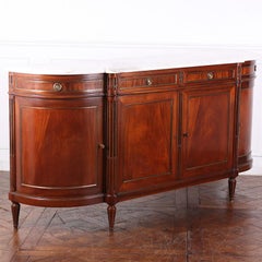 French Directoire Style Mahogany Buffet Curved Sides Carrara Marble Top