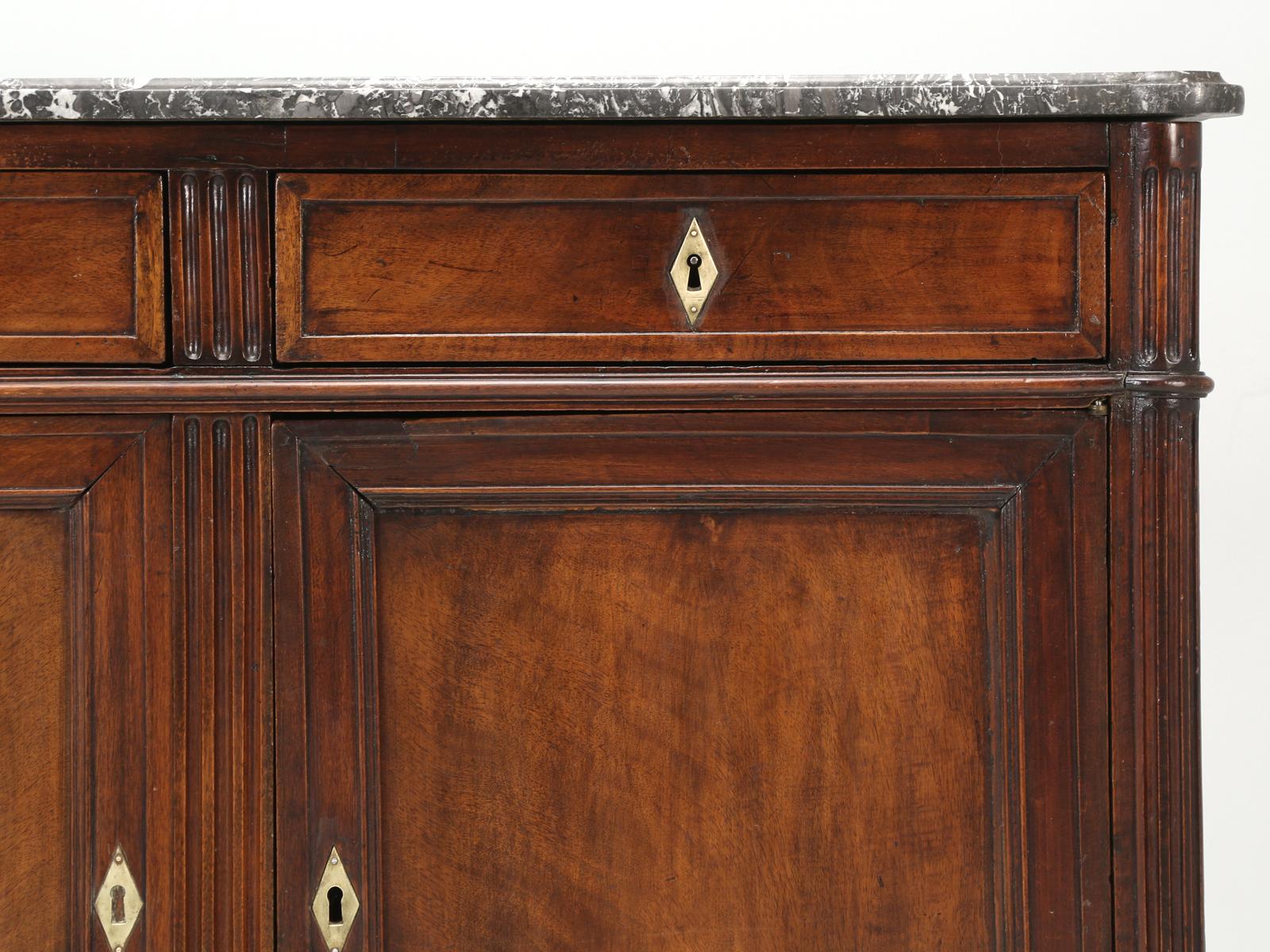 French Directoire Style Mahogany Buffet with Original Grey Marble Top Unrestored 7