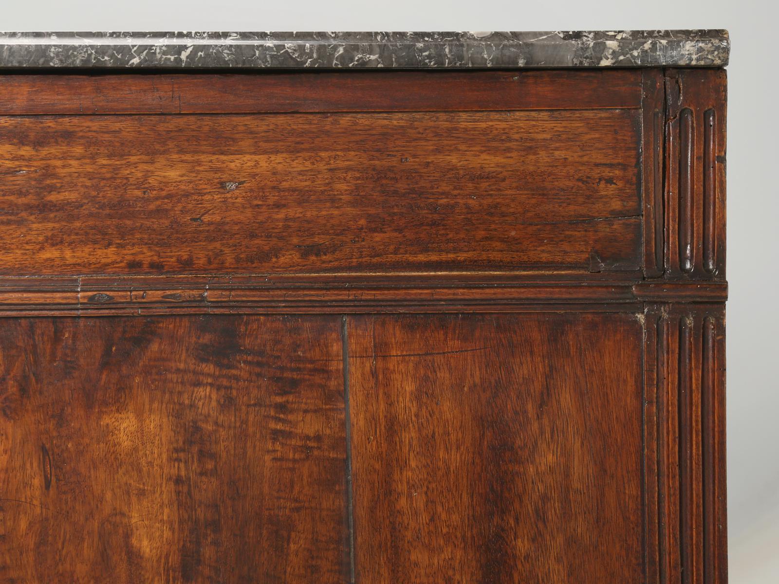 Hand-Crafted French Directoire Style Mahogany Buffet with Original Grey Marble Top Unrestored