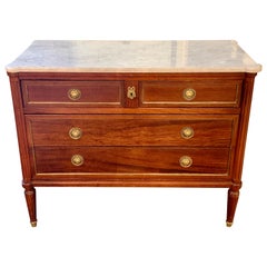 French Directoire Style Mahogany Chest with Brass Trim