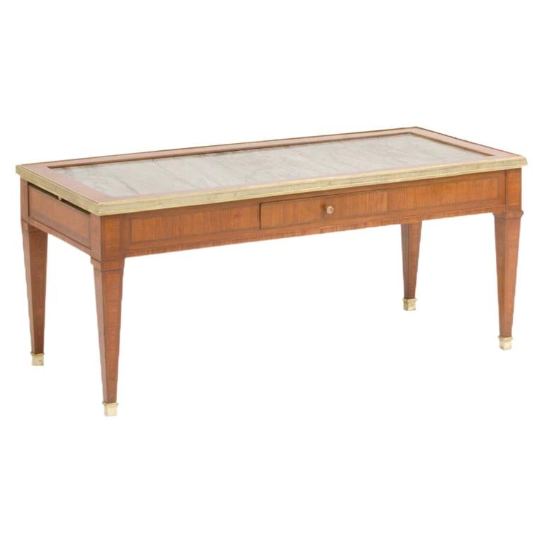 French Directoire Style Mahogany Coffee Table, circa 1940 For Sale