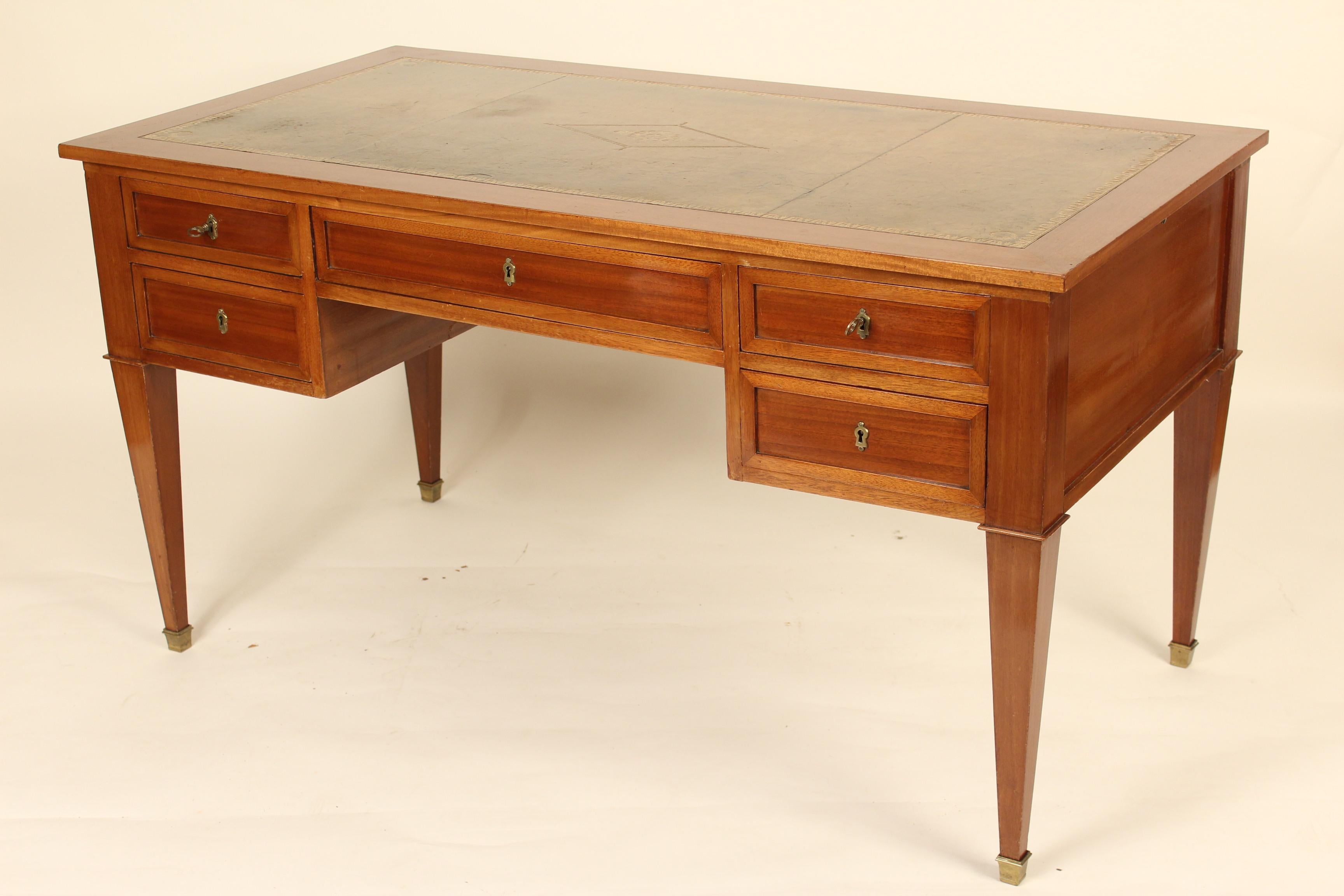 French Directoire Style Mahogany Desk In Good Condition In Laguna Beach, CA