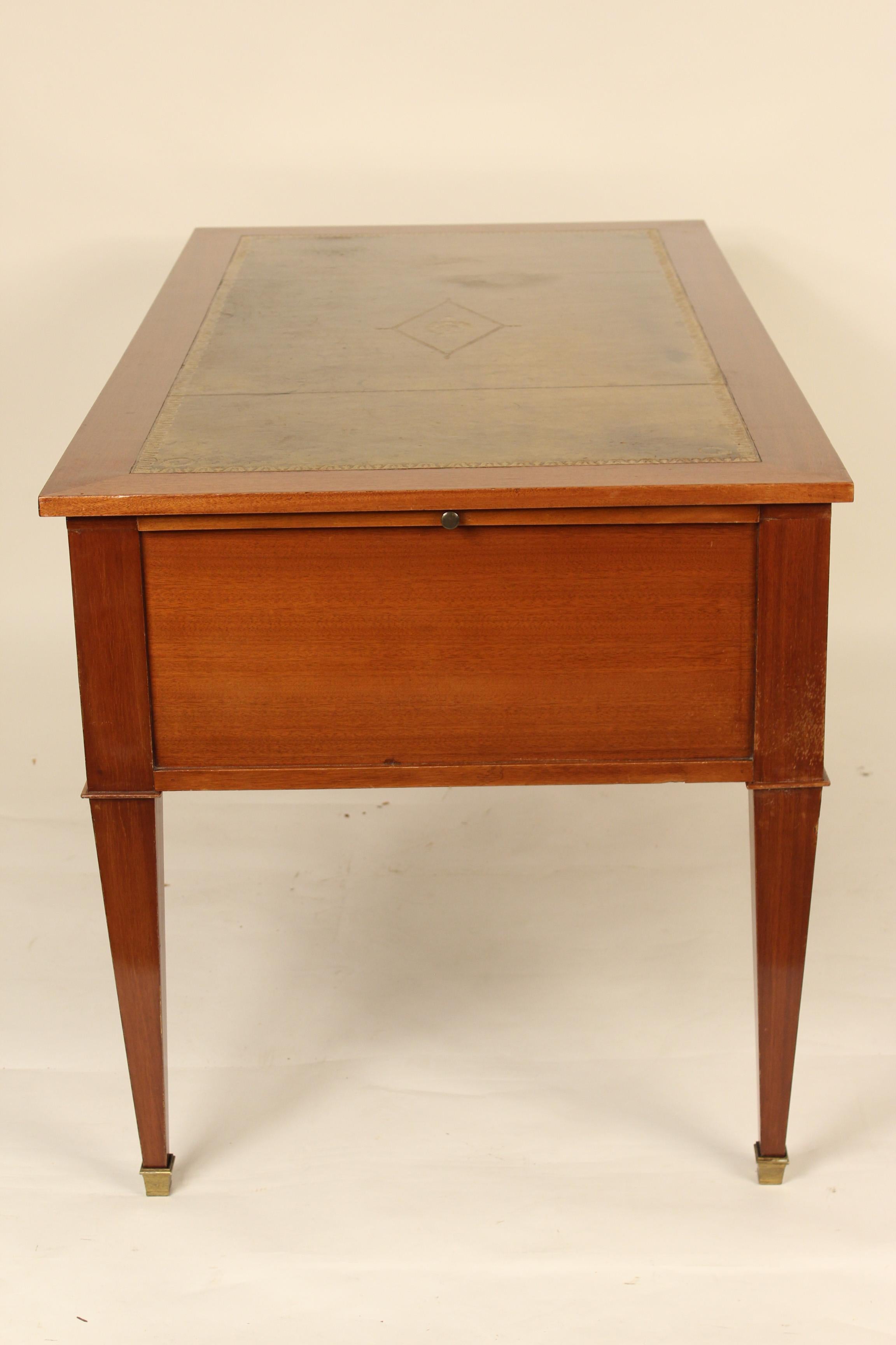 Brass French Directoire Style Mahogany Desk