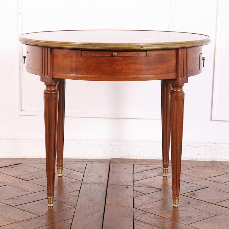 Mahogany French Directoire Style Marble Top Coffee Table Side Table