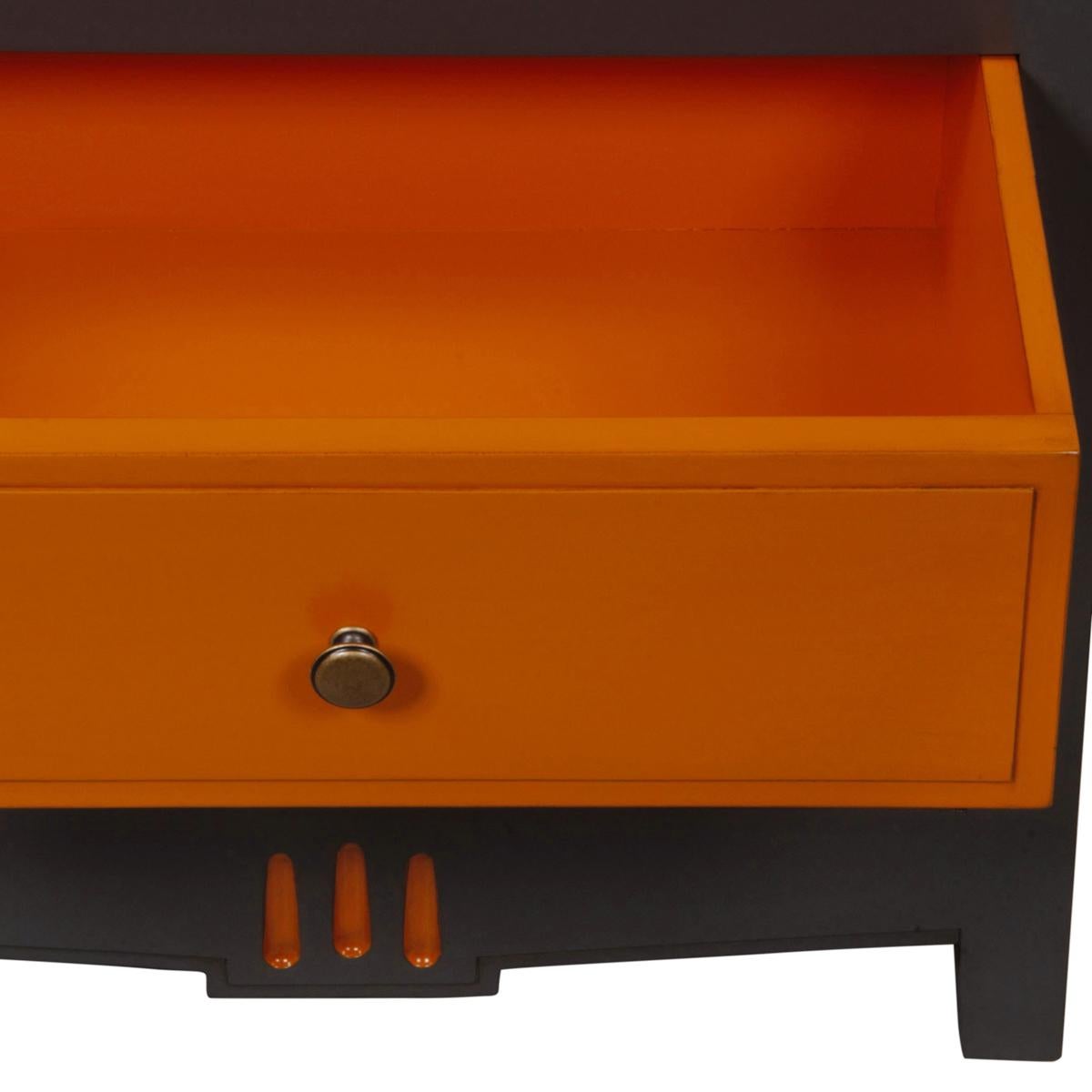 Escritorio Secretario Mediano-Grande Estilo Directoire Francés en Madera, Naranja y Gris Neoclásico en venta
