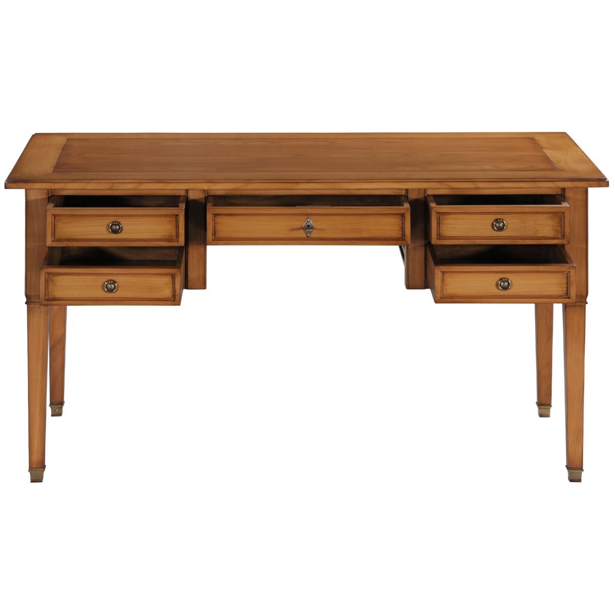 This minister's desk with 5-drawers is a craft-handed reproduction of the world-renowned French Directoire style, which dates back to the end of the 18th century.

This range is characterized by straight, sober, timeless lines, sometimes enhanced by