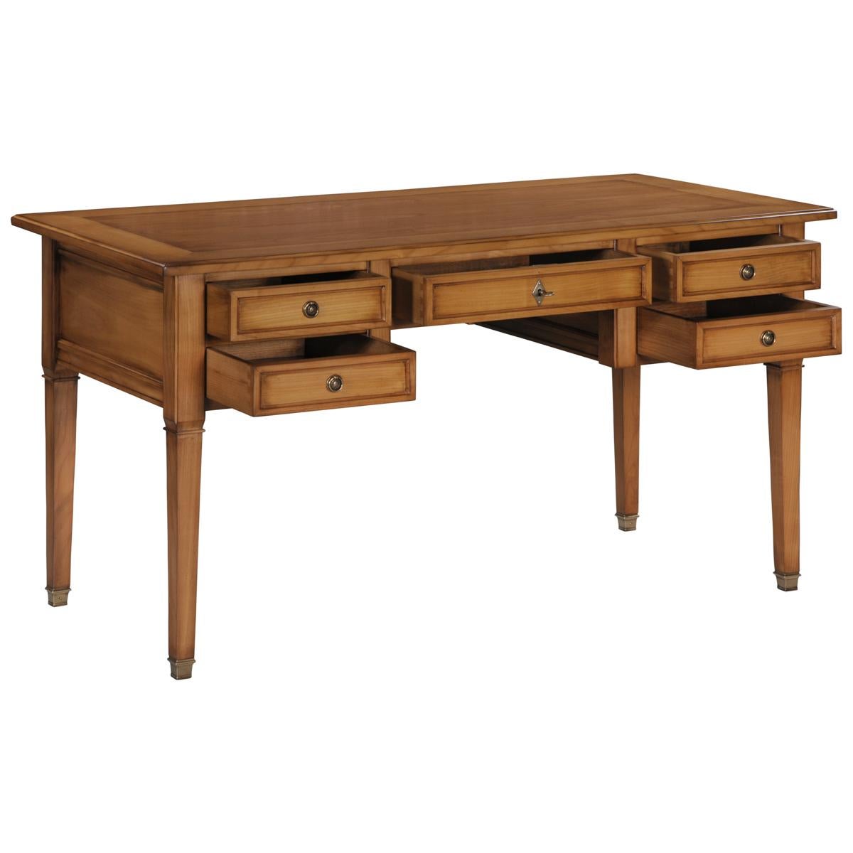 Hand-Crafted French Directoire style minister's desk in solid wood For Sale