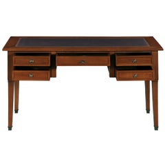 French Directoire style minister's desk in solid wood with leather pad