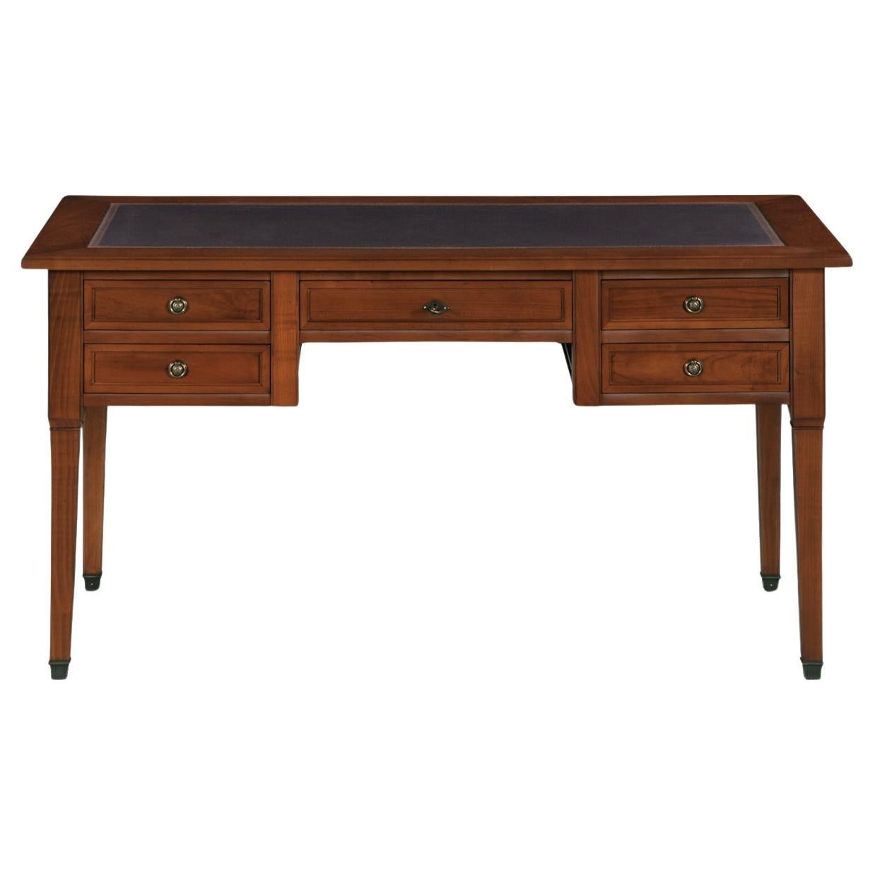 French Directoire style minister's desk in solid wood with leather pad