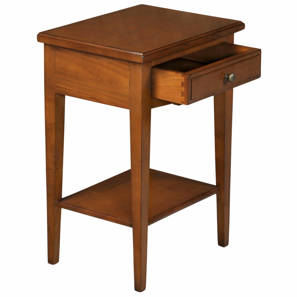 French Directoire Style Night Stand in Solid Cherry with 1 Drawer In New Condition For Sale In Landivy, FR