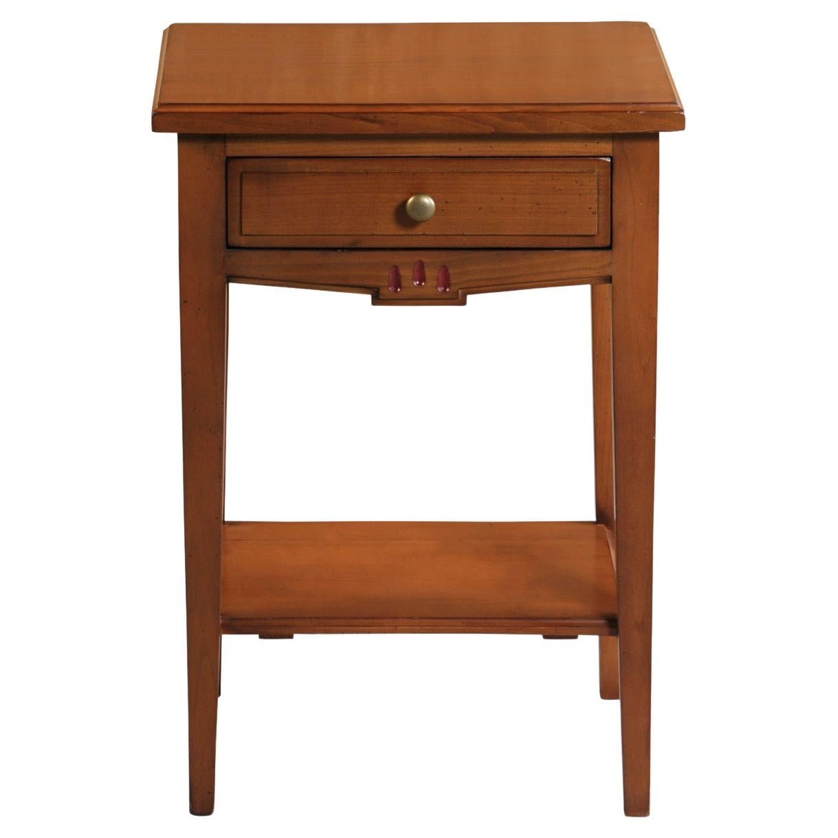 French Directoire Style Night Stand in Solid Cherry with 1 Drawer For Sale