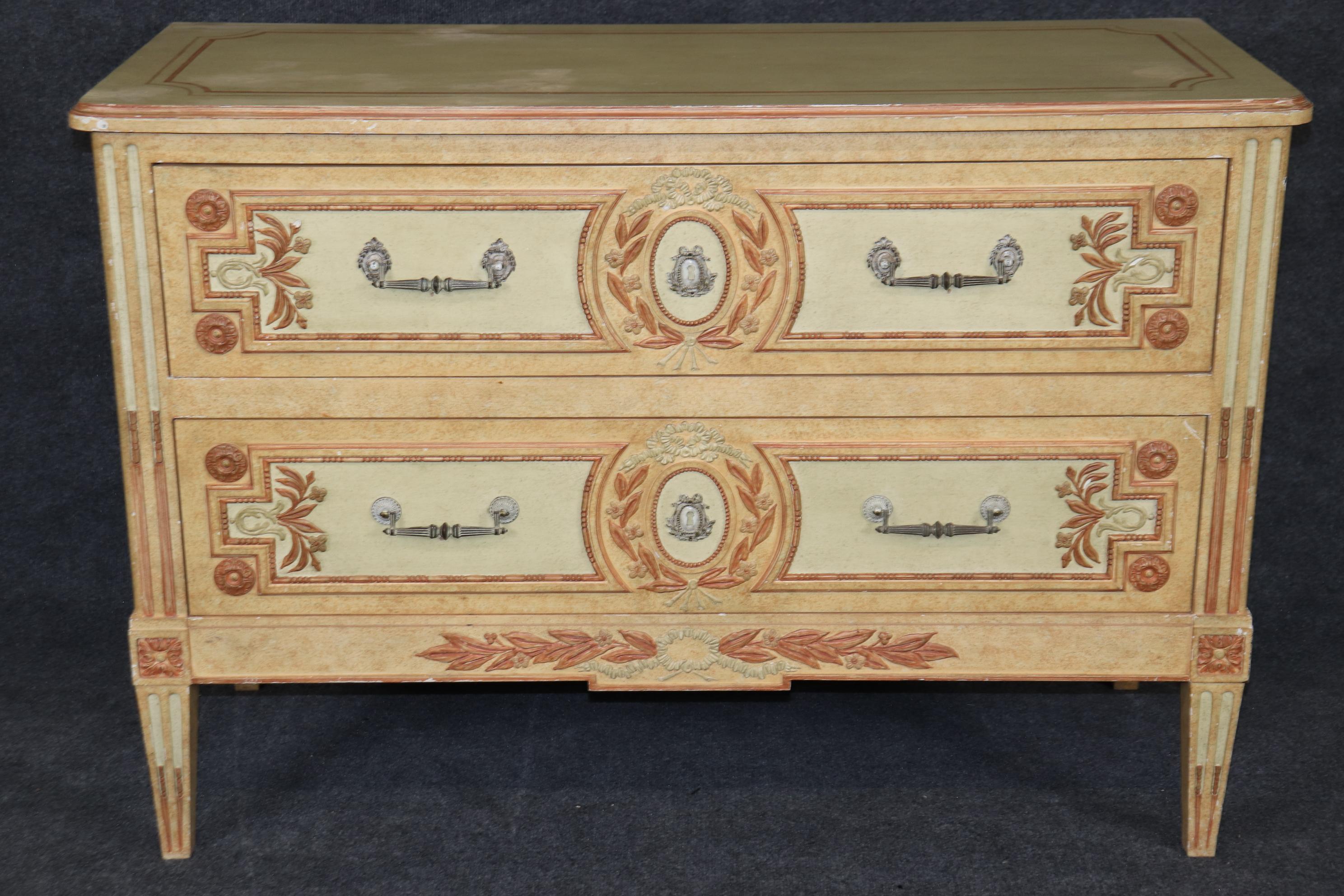 French Directoire Style Paint Decorated Two Drawer Baker Commode Dresser  For Sale 7