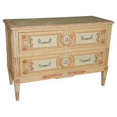 Retro French Directoire Style Paint Decorated Two Drawer Baker Commode Dresser 