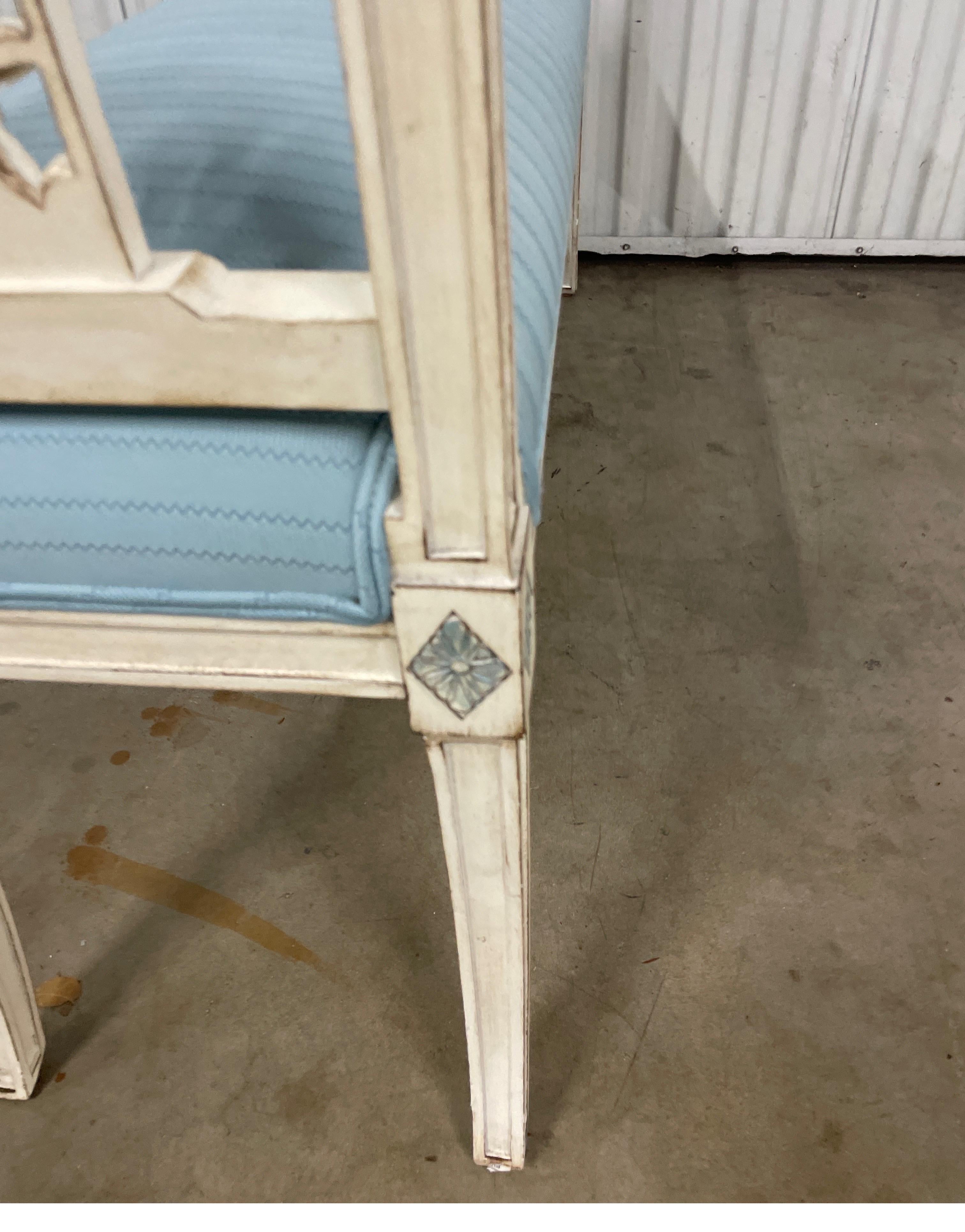 Fabric French Directoire Style Painted Bench For Sale