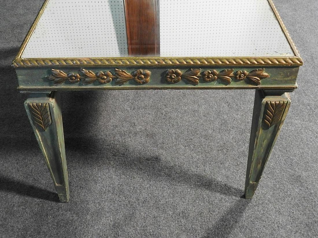 French Directoire Style Painted Gilded Mirrored Coffee Cocktail Table circa 1940 5